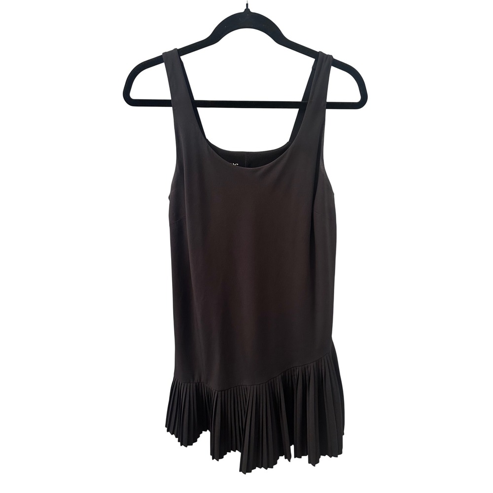 Spanx Get Moving Pleated Tank Dress Black Size Large Asymmetrical Hem Pickleball